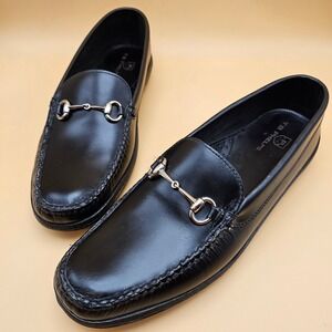 TB Phelps Mens Black Leather‎ Horsebit Loafer Shoes Size 11.5 M
